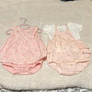 Carter's Light Pink Heart Print Romper and Dress Set
